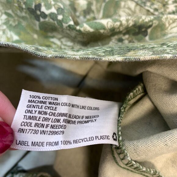 NEW Wild Fable Women's Casual Canvas Cropped Jacket Size L Green Floral - Picture 4 of 8